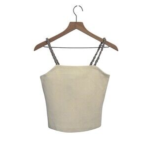 Camila Coelho camisole embellished with braided straps in a cream knit fabric M